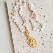 Gold Coin Irregular Pearl Necklace