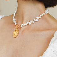 Gold Coin Irregular Pearl Necklace