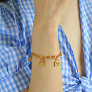 Golden Charm Link Bracelet