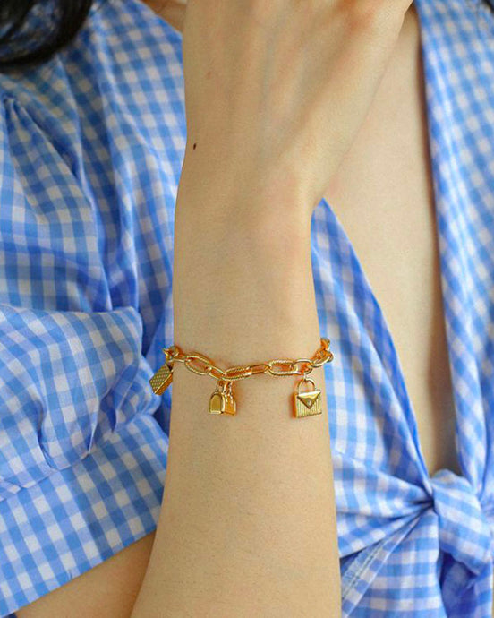 Golden Charm Link Bracelet