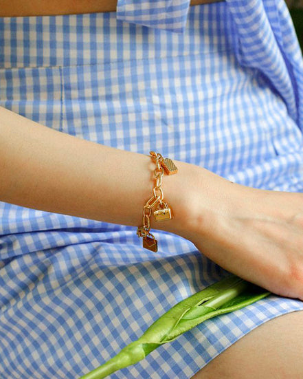 Golden Charm Link Bracelet