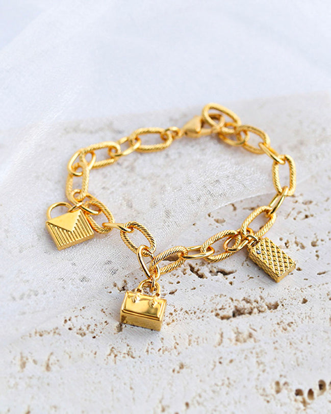 Golden Charm Link Bracelet