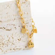 Golden Charm Link Bracelet