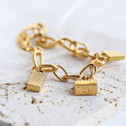Golden Charm Link Bracelet