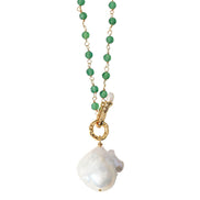 Green Agate Beads Pearl Pendant Necklace