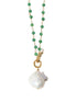 Green Agate Beads Pearl Pendant Necklace