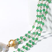 Green Agate Beads Pearl Pendant Necklace