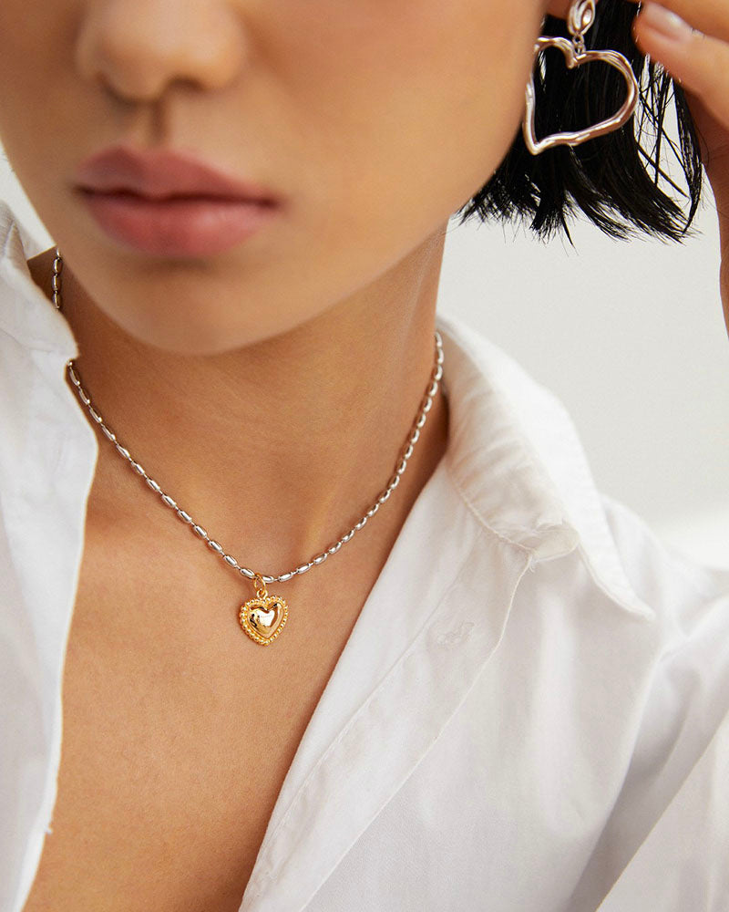 Golden Pulse Heart Necklace