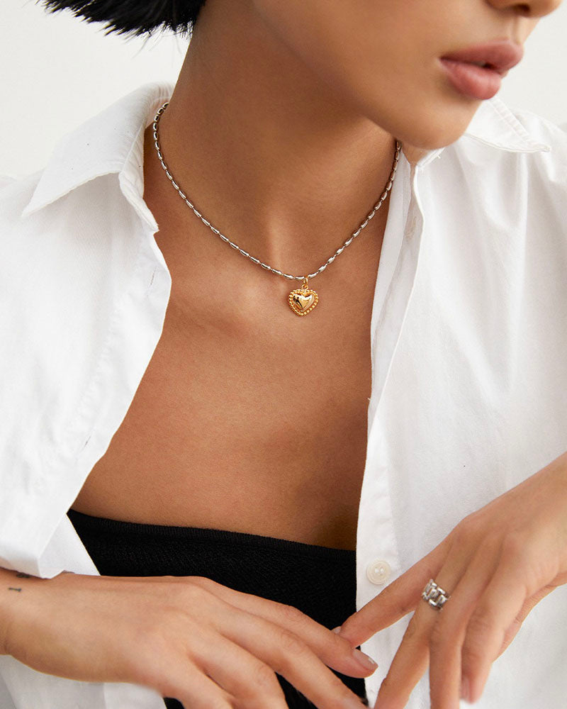 Golden Pulse Heart Necklace