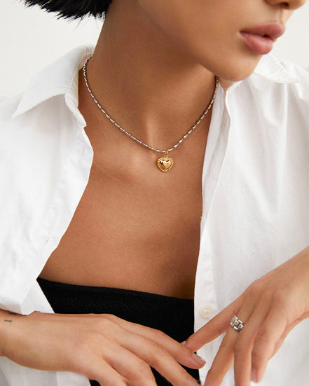 Golden Pulse Heart Necklace