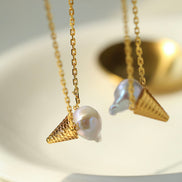 Icecream Pendant Pearl Earrings