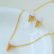 Icecream Pendant Pearl Earrings