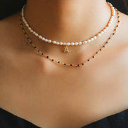 Initial Pendant Pearl Necklace
