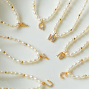 Initial Pendant Pearl Necklace