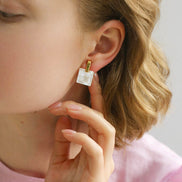 Iridescent Mosaic Square Earrings