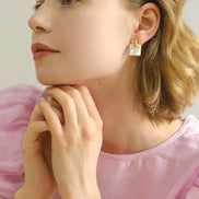 Iridescent Mosaic Square Earrings