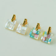Iridescent Mosaic Square Earrings