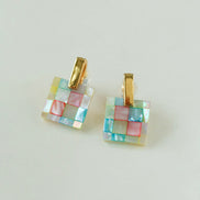 Iridescent Mosaic Square Earrings