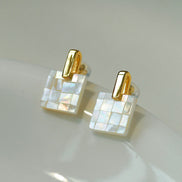 Iridescent Mosaic Square Earrings