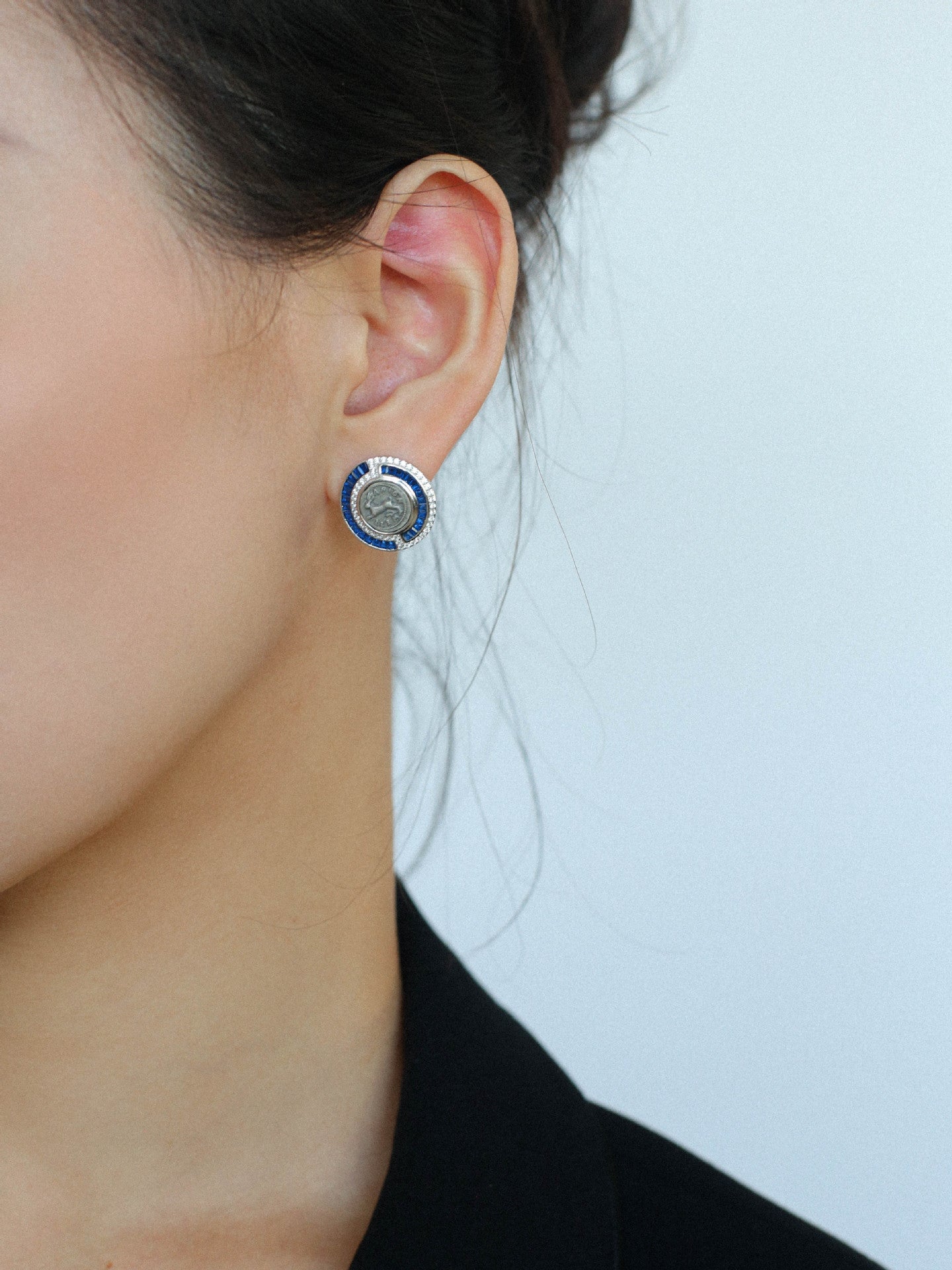 Vintage Greek Silver Coin Earrings