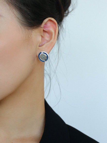 Vintage Greek Silver Coin Earrings