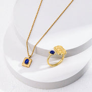 Lapis Square Pendant Necklace