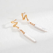 Long Baroque Pearl Bar Earrings