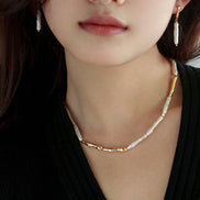 Long Baroque Pearl Bar Earrings