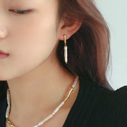 Long Baroque Pearl Bar Earrings