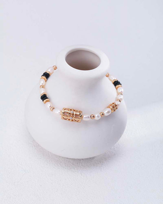 Midnight Pearl Link Bracelet