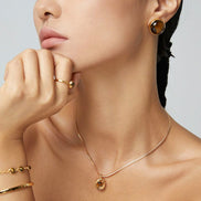 Mini Ridge Gemstone Pendant Necklace