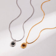 Mini Ridge Gemstone Pendant Necklace