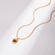 Mini Ridge Gemstone Pendant Necklace