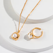 Molten Cube Pearl Pendant Necklace