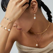 Molten Cube Pearl Pendant Necklace