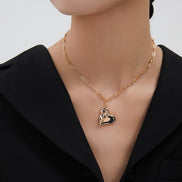 Heart Pendant Paperclip Chain Necklace