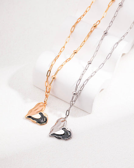 Heart Pendant Paperclip Chain Necklace