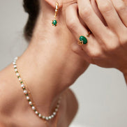 Molten Malachite Drop Hoop Earrings