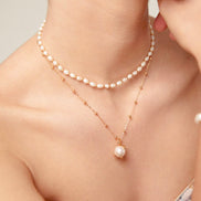 Molten Pearl Drop Pendant Necklace