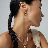 Molten Pendant Pearl Necklace