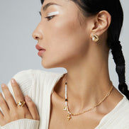 Moon Star Pearl Charm Necklace