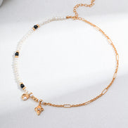 Moon Star Pearl Charm Necklace