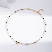 Onyx Beaded Pearl Charm Choker