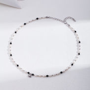 Onyx Beaded Pearl Charm Choker