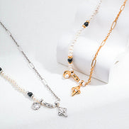 Moon Star Pearl Charm Necklace