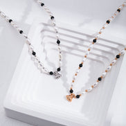 Onyx Beaded Pearl Charm Choker
