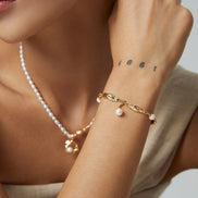 Pearl Beaded Charm Bracelet