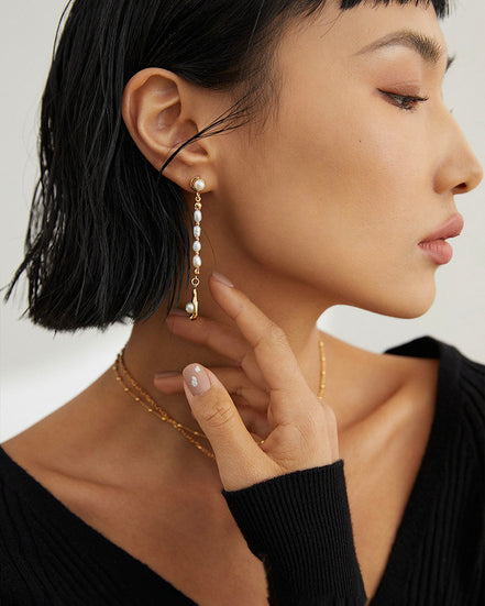 Pearl Beaded Drop Earrings