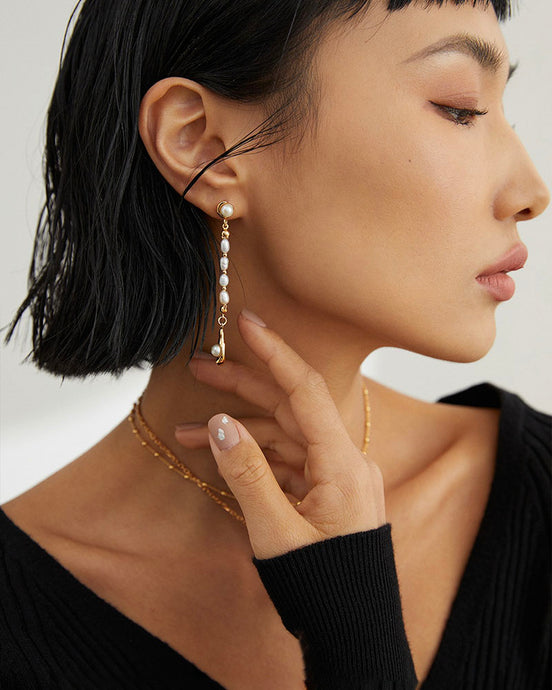 Pearl Beaded Drop Earrings