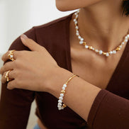 Pearl Beaded Molten T-Bar Bracelet